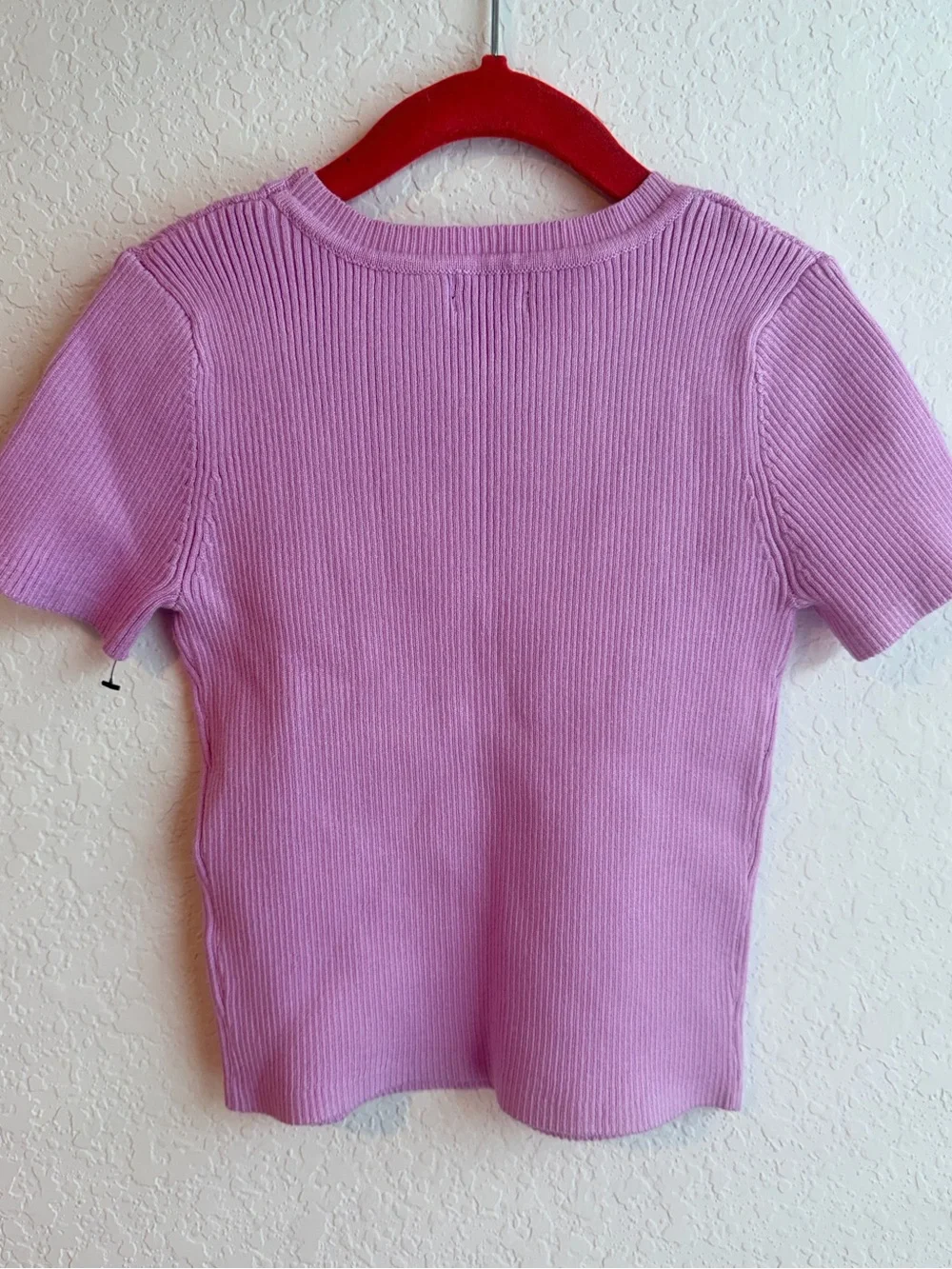 Girl's Lilac Ribbed Short Sleeve Crewneck Top